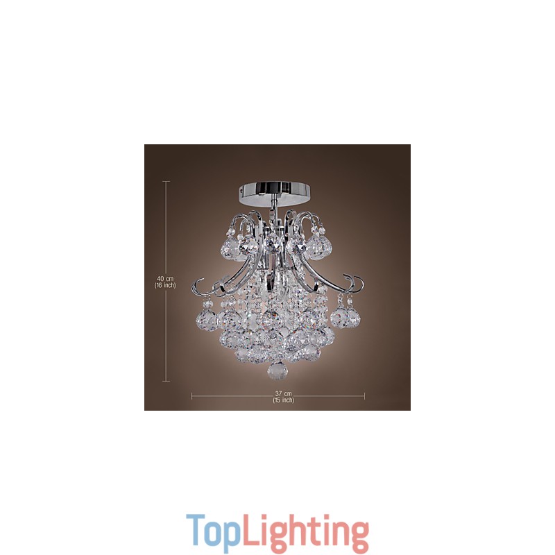 Modern Contemporary Crystal Mini Style Electroplated Metal Chandelier Flush Mount