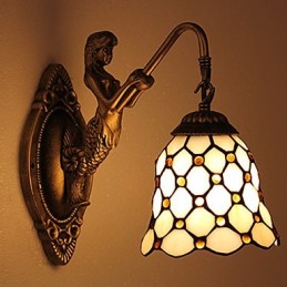 European Contracted Rural Creative Wrought Iron Wall Lamp Glass Lights