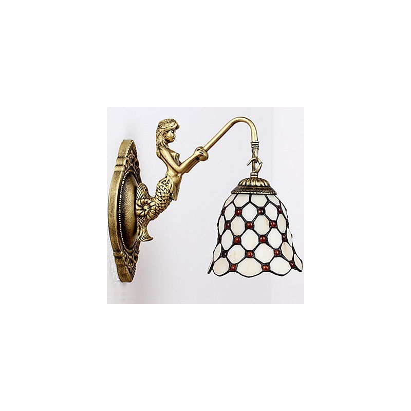 European Contracted Rural Creative Wrought Iron Wall Lamp Glass Lights