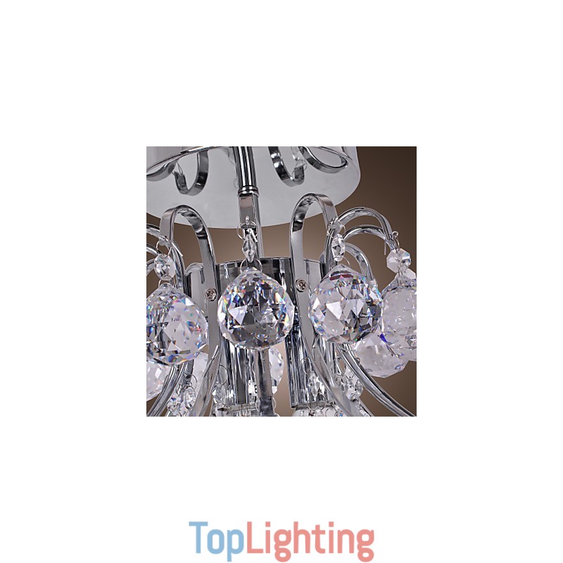 Modern Contemporary Crystal Mini Style Electroplated Metal Chandelier Flush Mount