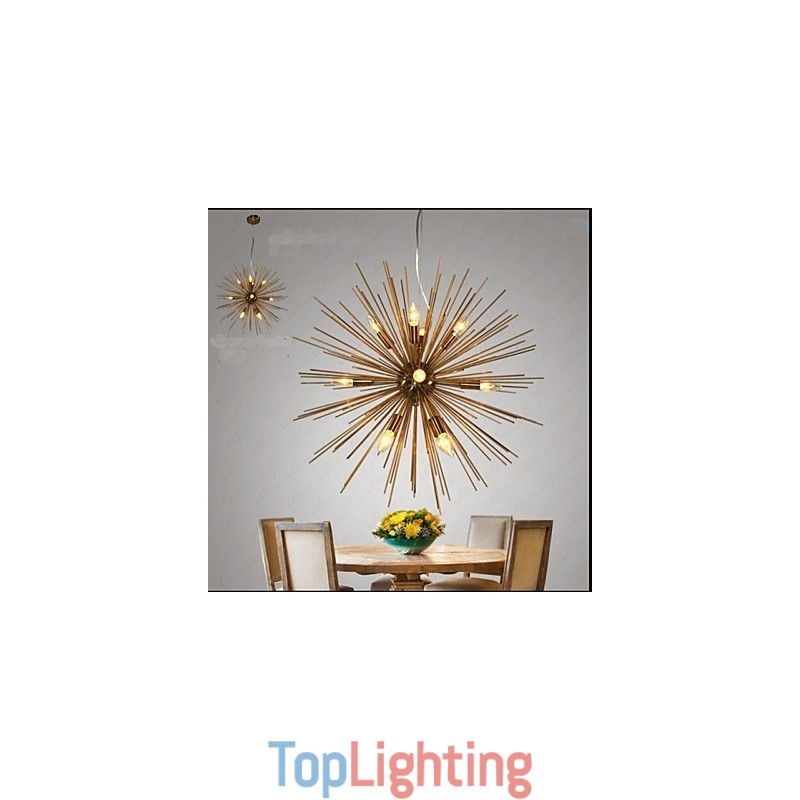 Retro Imitation Copper Creative line 12 Chandelier
