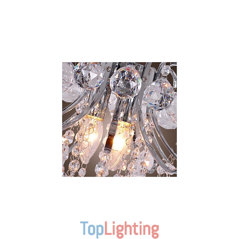Modern Contemporary Crystal Mini Style Electroplated Metal Chandelier Flush Mount