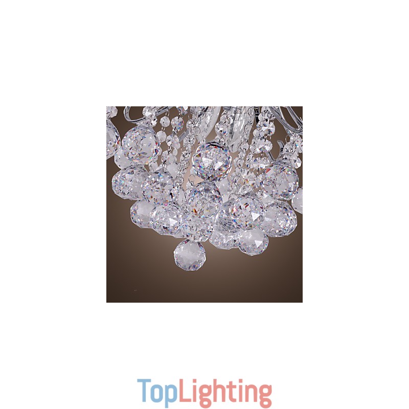 Modern Contemporary Crystal Mini Style Electroplated Metal Chandelier Flush Mount