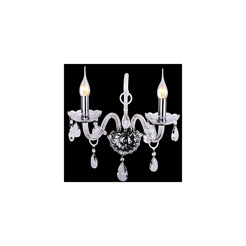 Modern Crystal Wall Lights with 2 Lights in Candle Feature