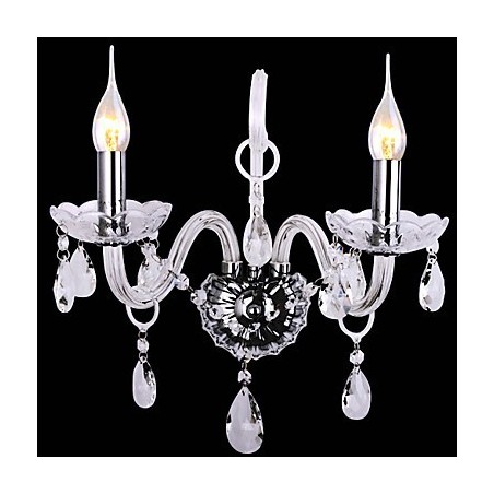 Modern Crystal Wall Lights with 2 Lights in Candle Feature