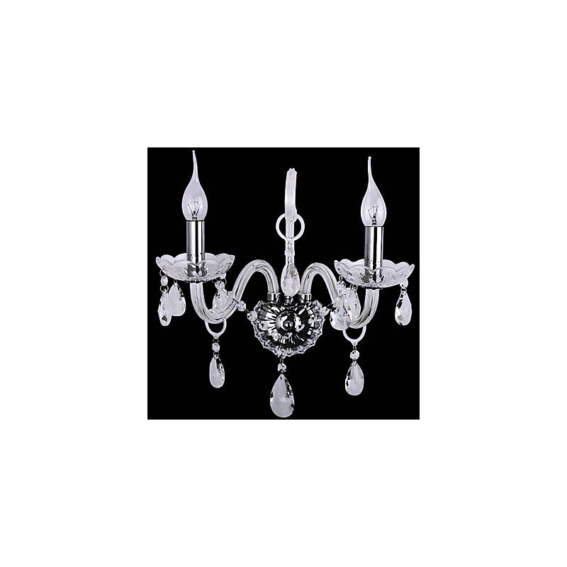 Modern Crystal Wall Lights with 2 Lights in Candle Feature