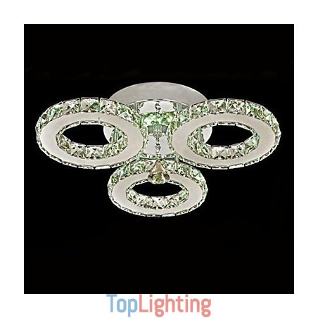 Crystal Flush Mount 3 Lights Modern Transparent Electroplating Stainless Steel Crystal Flush Mount 3 Lights Modern Transparent Electroplating Stainless Steel
