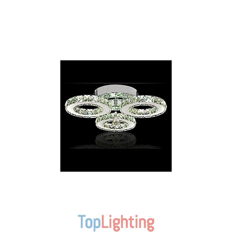 Crystal Flush Mount 3 Lights Modern Transparent Electroplating Stainless Steel