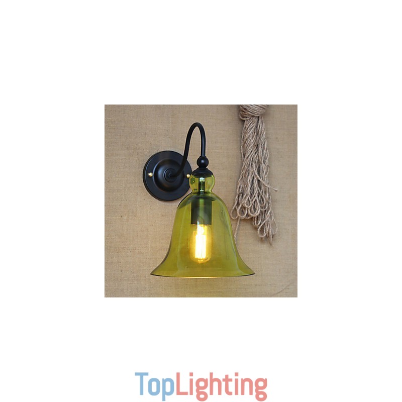 American Rural Countryside Minimalist Blue Glass Decorative Wall Lamp Living Room Hallway