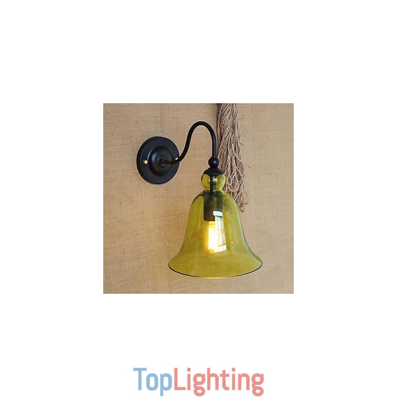 American Rural Countryside Minimalist Blue Glass Decorative Wall Lamp Living Room Hallway