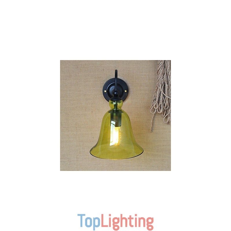 American Rural Countryside Minimalist Blue Glass Decorative Wall Lamp Living Room Hallway