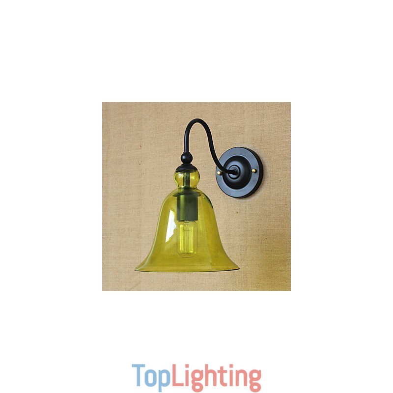 American Rural Countryside Minimalist Blue Glass Decorative Wall Lamp Living Room Hallway