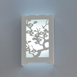 White The Plum Flower Wall Lamp Of Carve Patterns Or Designs On Woodwork Lights
