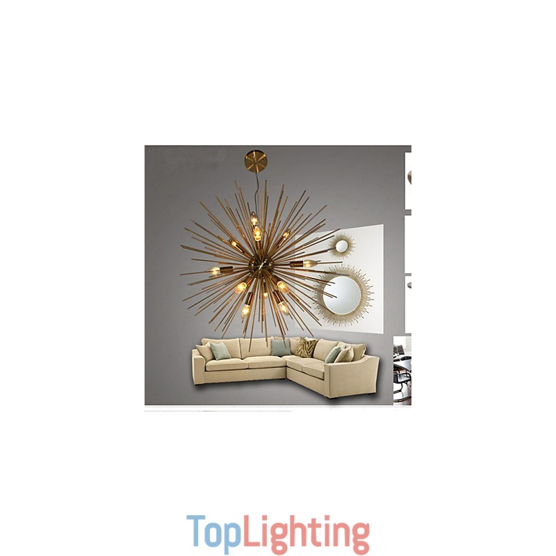 Retro Imitation Copper Creative line 12 Chandelier