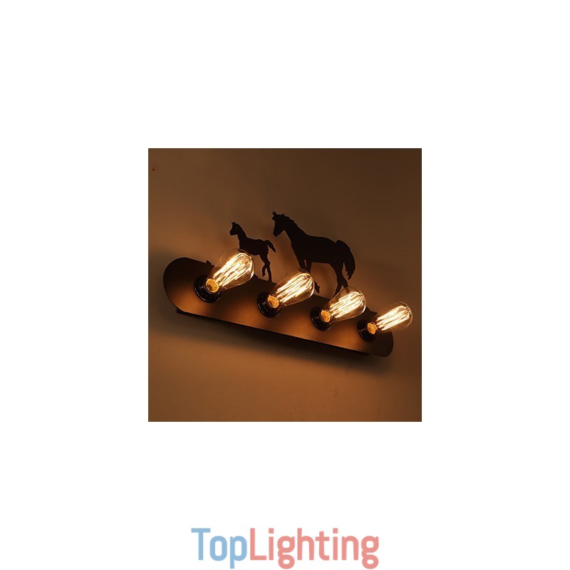 American Village Pastoral LOFT Style Bedroom Aisle Iron Retro Wild Horse Wall Lamps Free Shipping