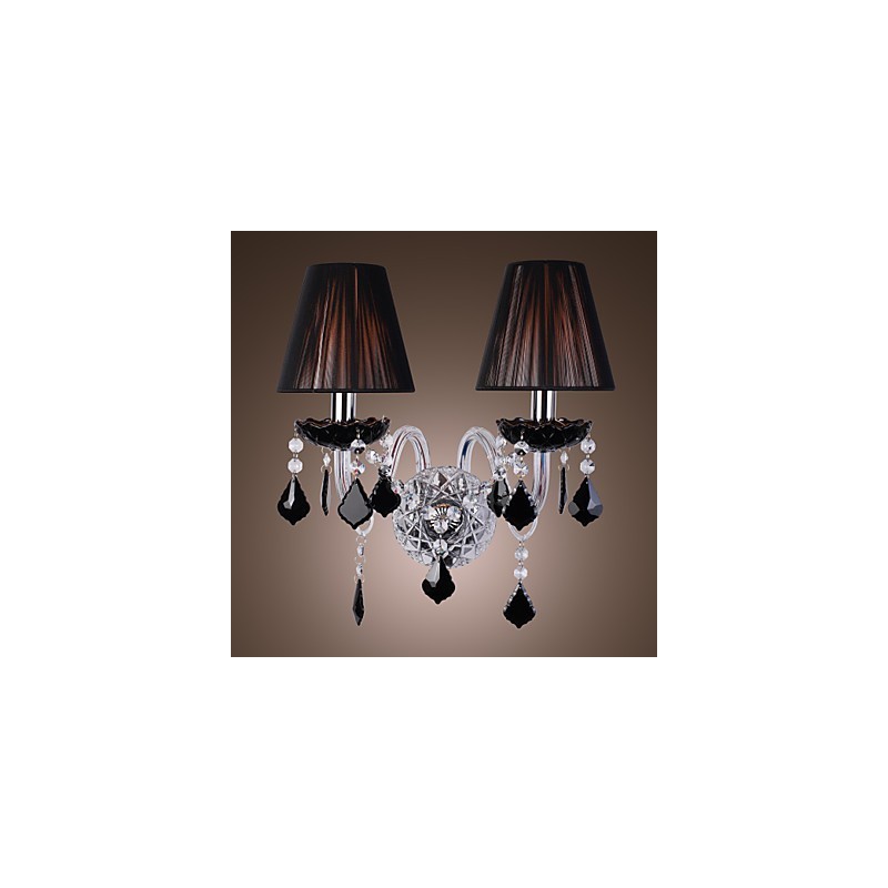 Crystal Wall Light with 2 Lights in Fabric Shade