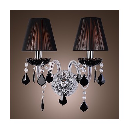 Crystal Wall Light with 2 Lights in Fabric Shade Crystal Wall Light with 2 Lights in Fabric Shade