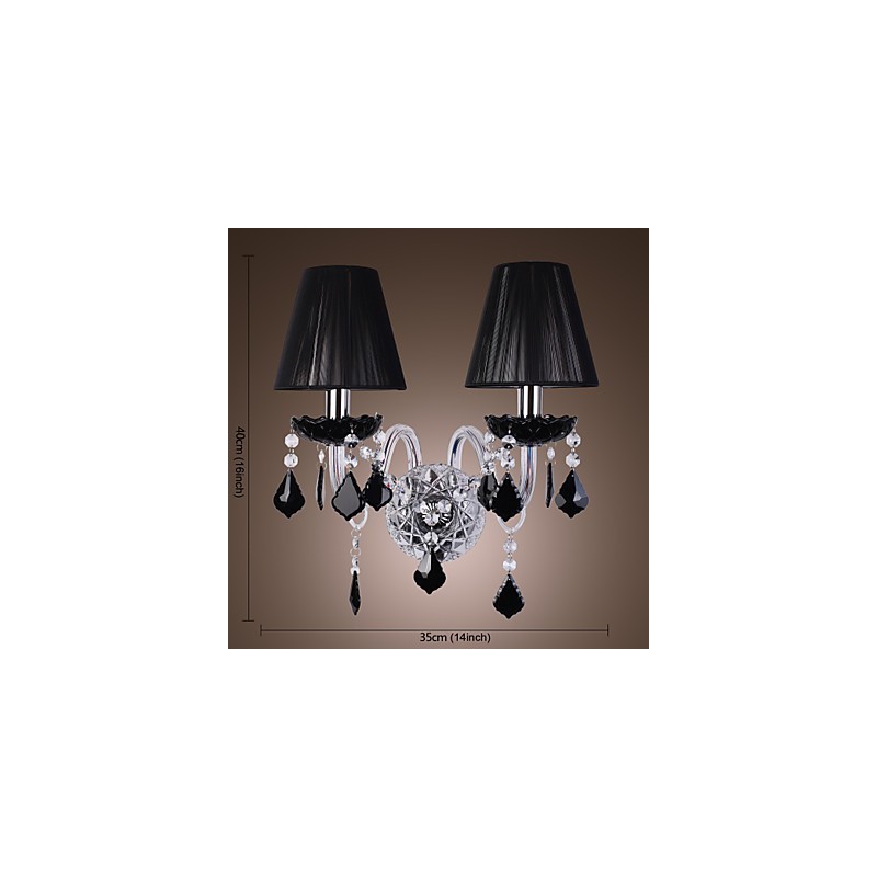 Crystal Wall Light with 2 Lights in Fabric Shade