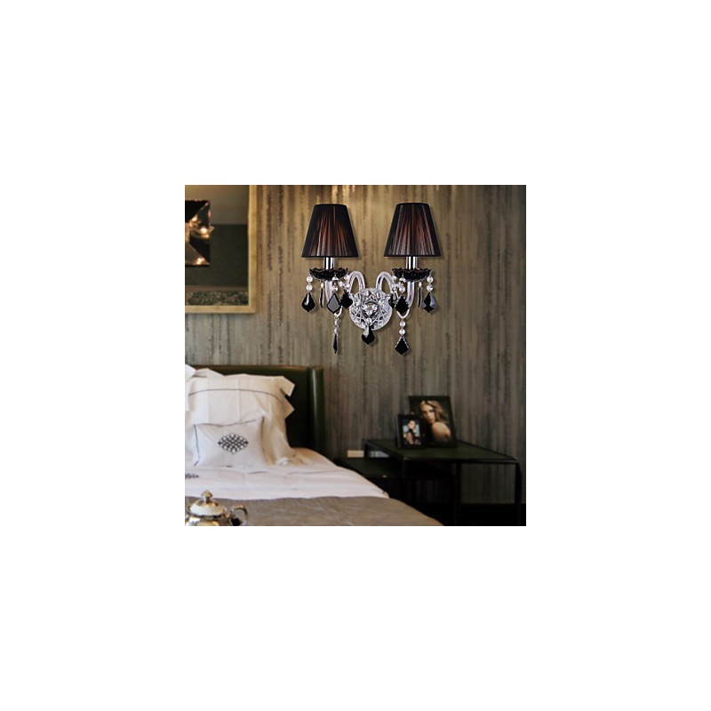 Crystal Wall Light with 2 Lights in Fabric Shade