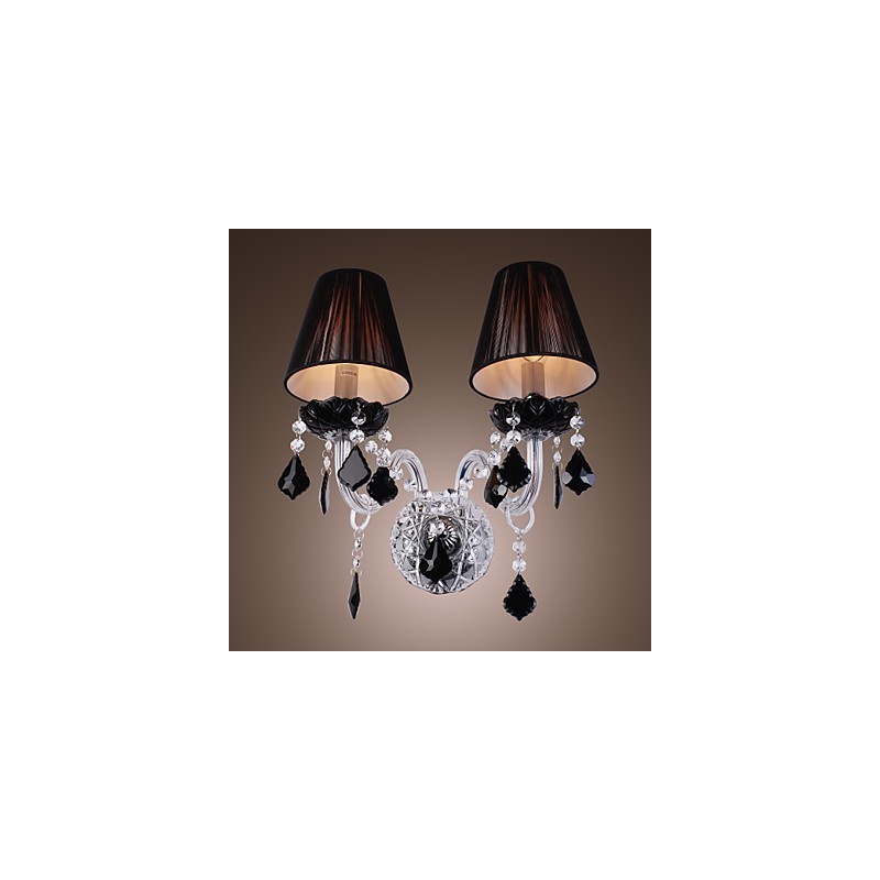 Crystal Wall Light with 2 Lights in Fabric Shade