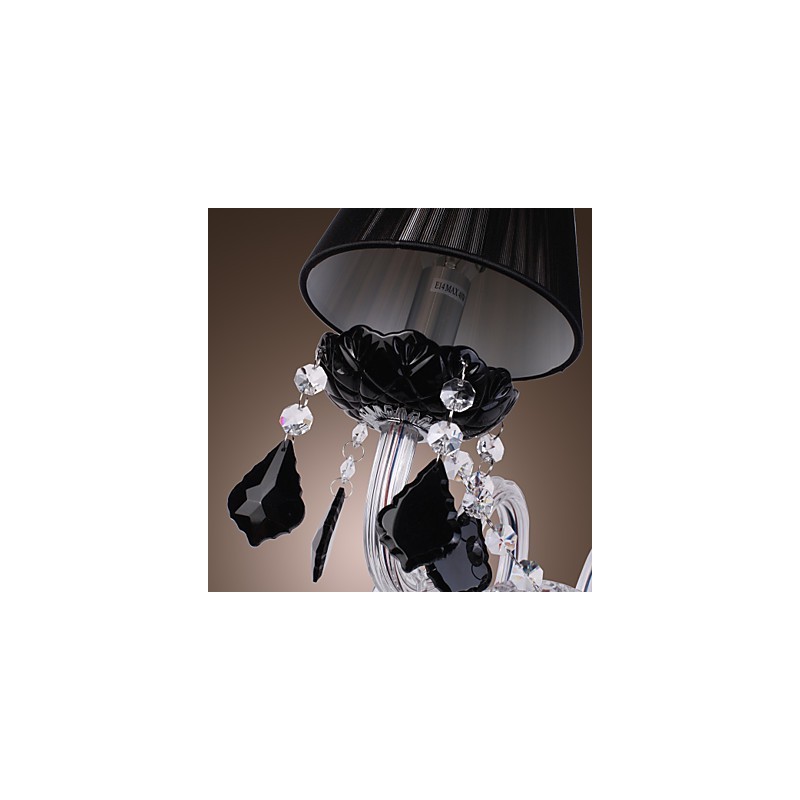 Crystal Wall Light with 2 Lights in Fabric Shade