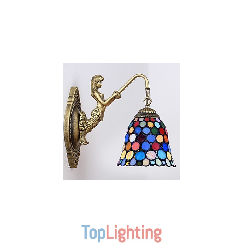 European Contracted Rural Creative Wrought Iron Wall Lamp Glass Lights