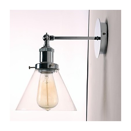 Art Deco Wall Light with Glass Cone Shade Down Art Deco Wall Light with Glass Cone Shade Down