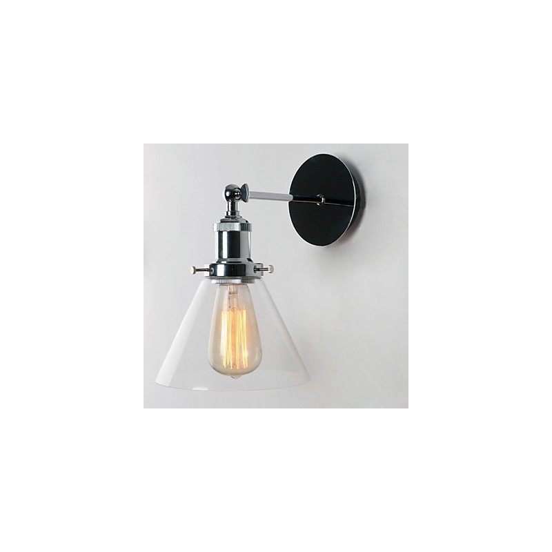 Art Deco Wall Light with Glass Cone Shade Down