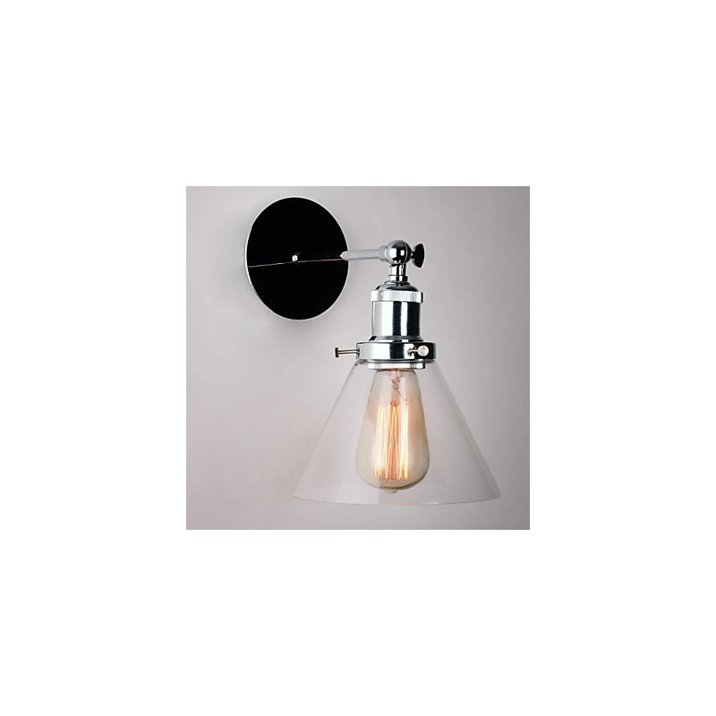 Art Deco Wall Light with Glass Cone Shade Down