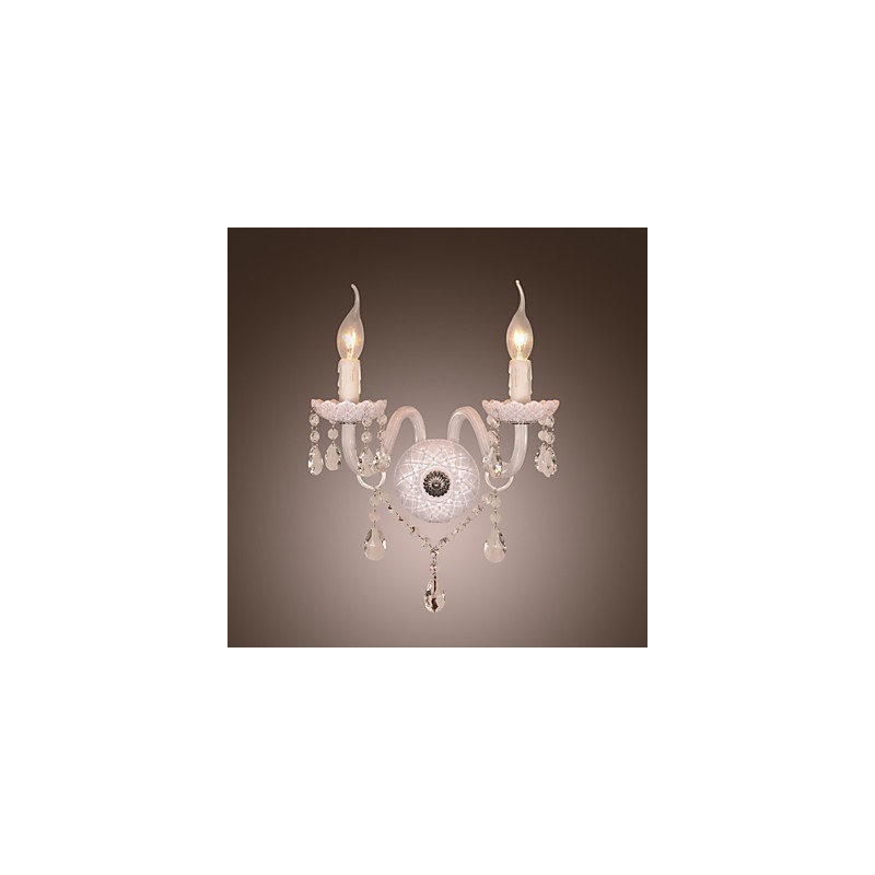 Crystal Wall Light with 2 Lights in Candle Bulb