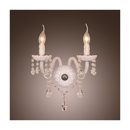 Crystal Wall Light with 2 Lights in Candle Bulb Crystal Wall Light with 2 Lights in Candle Bulb
