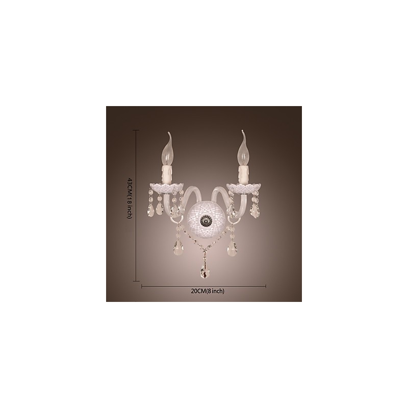 Crystal Wall Light with 2 Lights in Candle Bulb