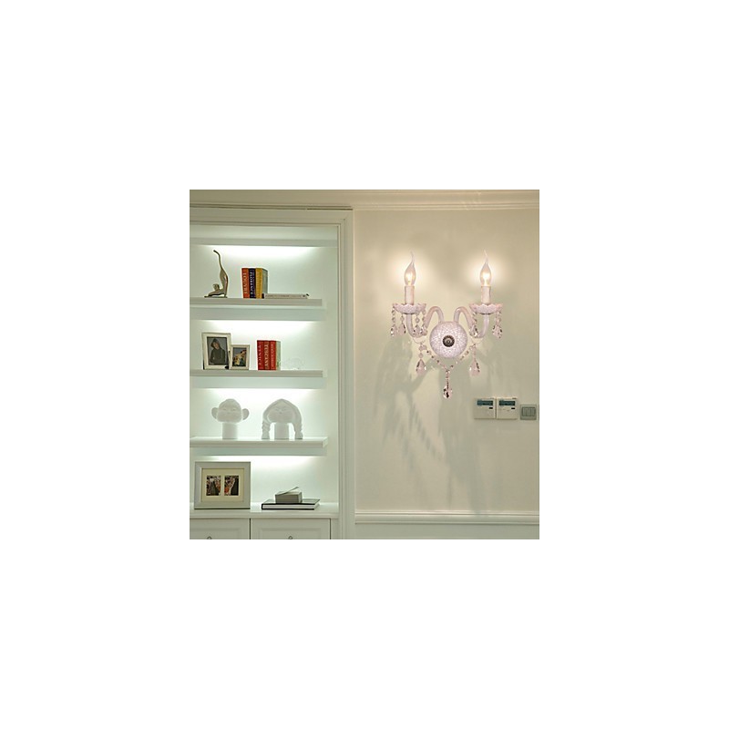 Crystal Wall Light with 2 Lights in Candle Bulb
