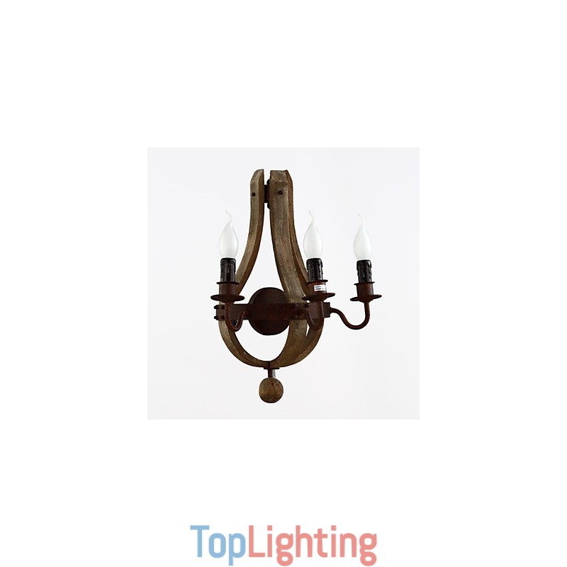 Vintage Amercian Rustic Wooden Wall Wine Barrel Lamp Liviing and Bedroom Lamp