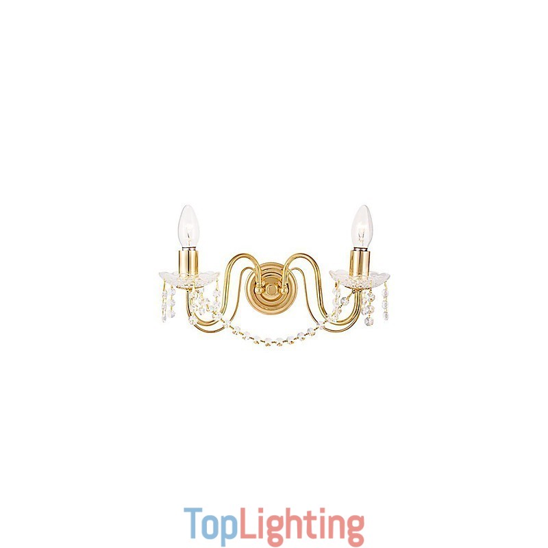 Golden Crystal Wall Light with 2 Lights