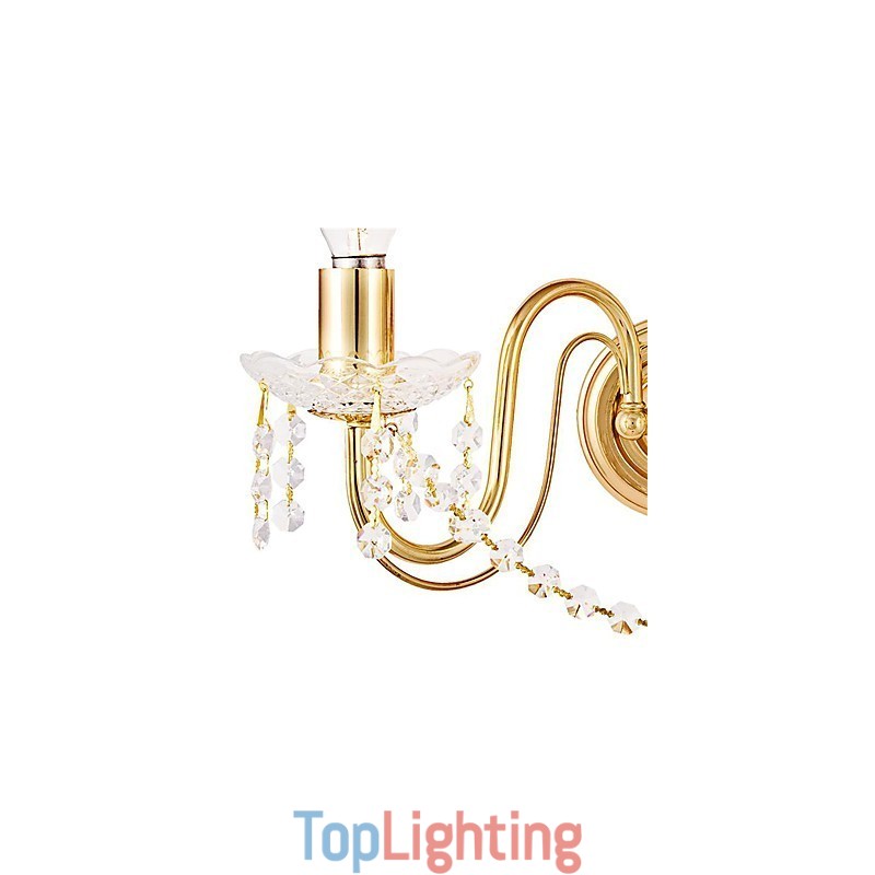 Golden Crystal Wall Light with 2 Lights