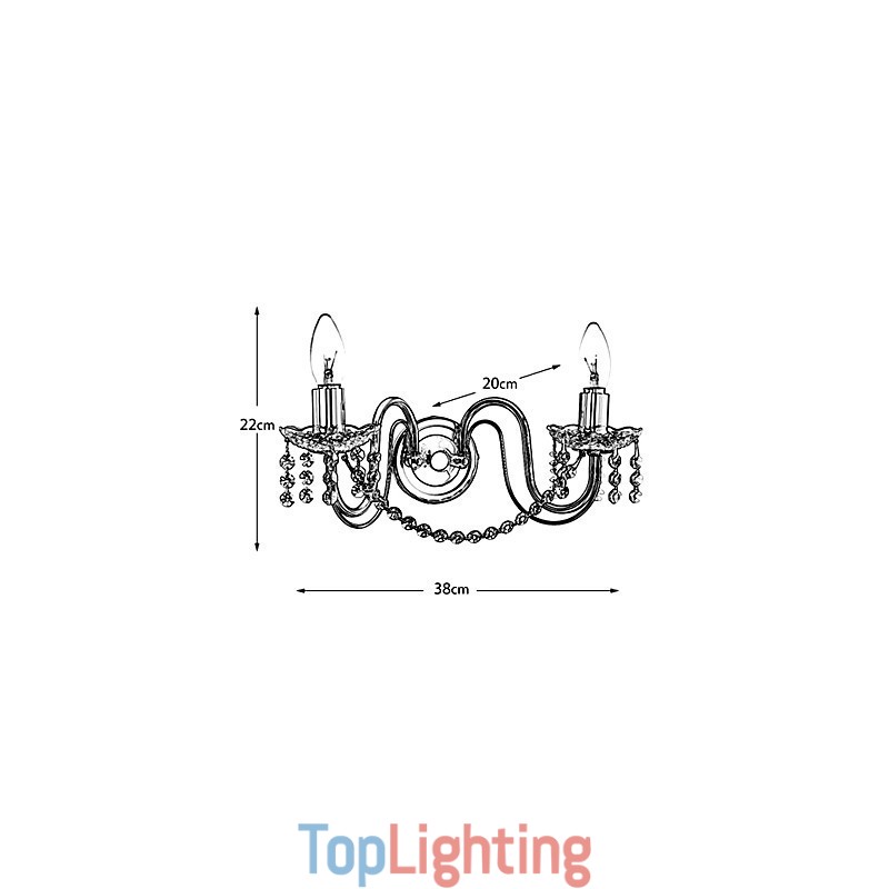 Golden Crystal Wall Light with 2 Lights