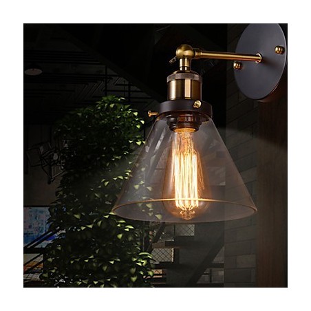 Retro Wall Light with Floral Glass Shade and Metal Bracket