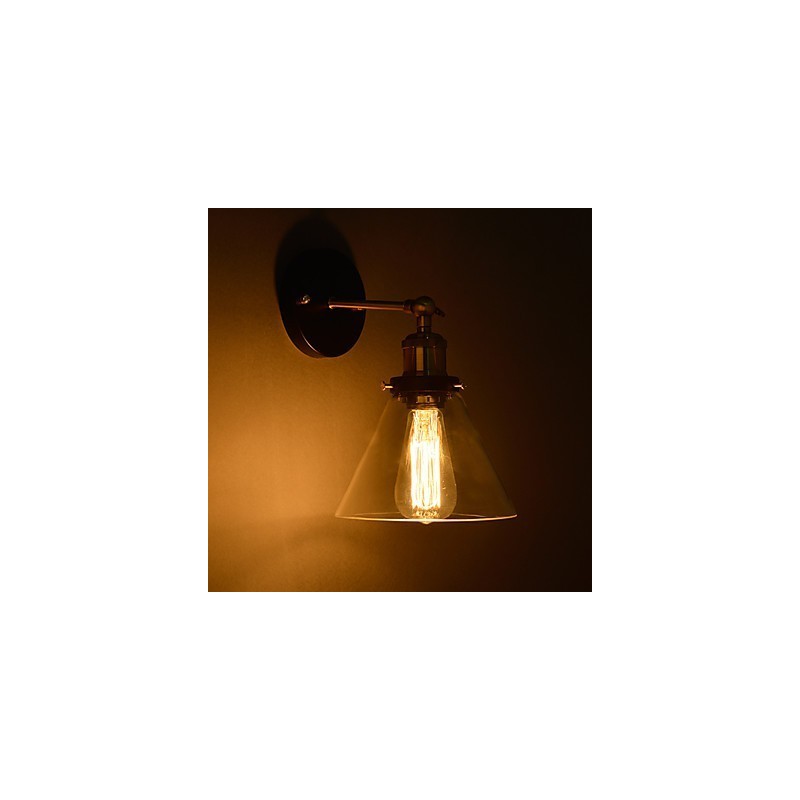 Retro Wall Light with Floral Glass Shade and Metal Bracket