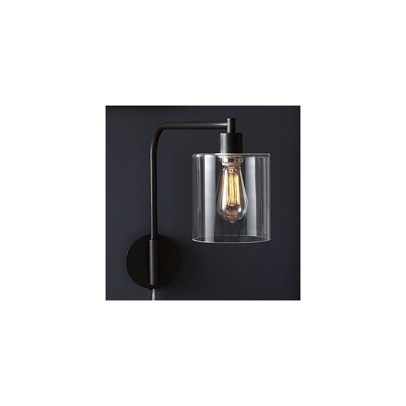 Modern Wall Light with Glass Drum Shade