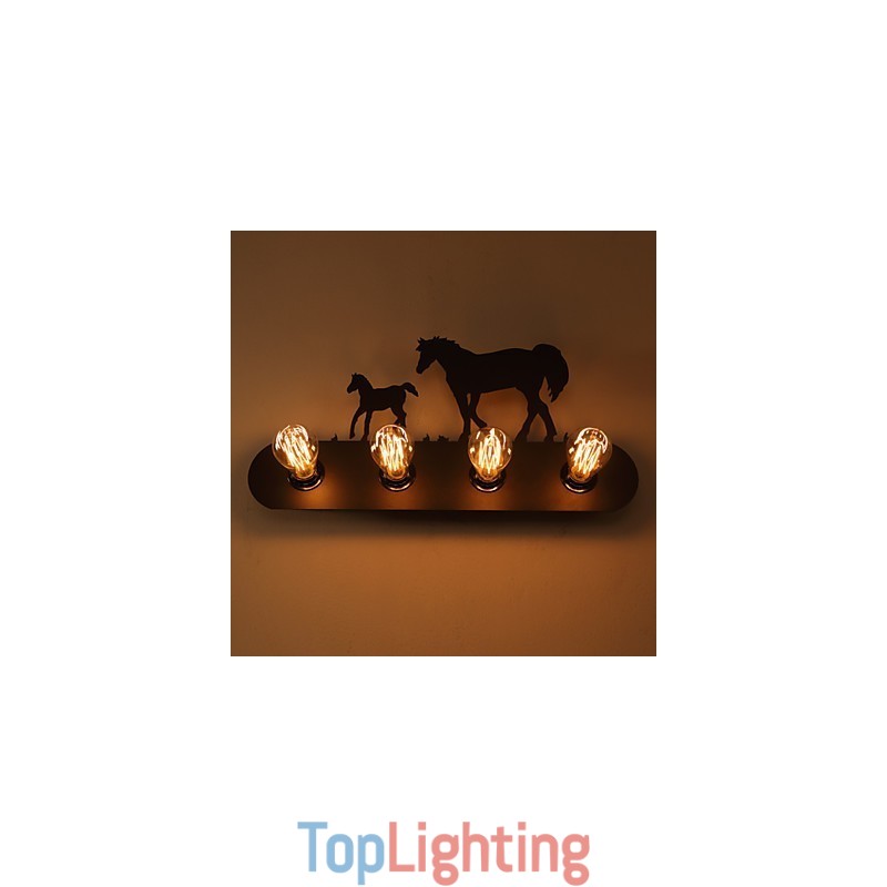 American Village Pastoral LOFT Style Bedroom Aisle Iron Retro Wild Horse Wall Lamps Free Shipping