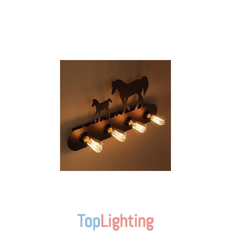 American Village Pastoral LOFT Style Bedroom Aisle Iron Retro Wild Horse Wall Lamps Free Shipping