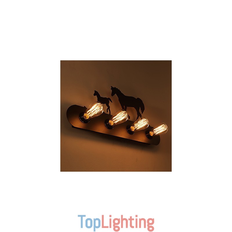 American Village Pastoral LOFT Style Bedroom Aisle Iron Retro Wild Horse Wall Lamps Free Shipping