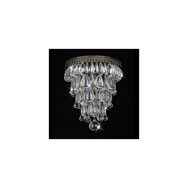 Antique Green Wall Lights with Crystal Beaded Pendants