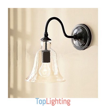 Nature Inspired Iron Wall Light with Transparent Glass Shade Nature Inspired Iron Wall Light with Transparent Glass Shade