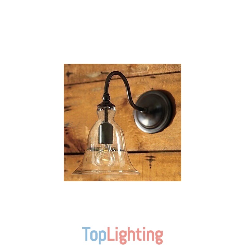 Nature Inspired Iron Wall Light with Transparent Glass Shade