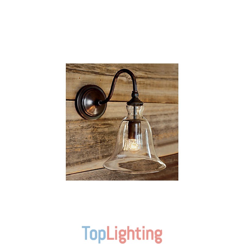 Nature Inspired Iron Wall Light with Transparent Glass Shade