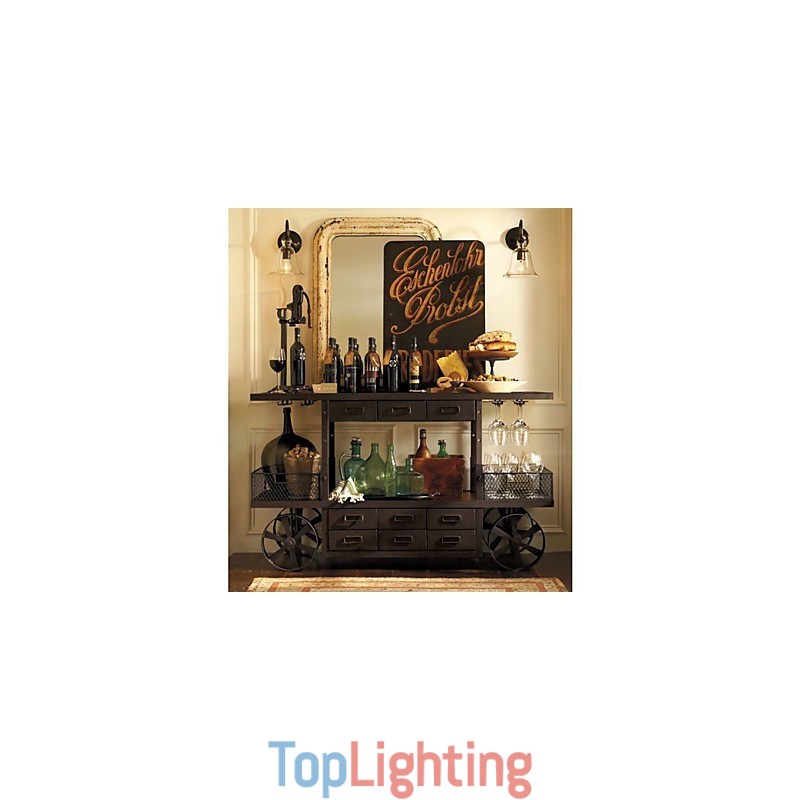 Nature Inspired Iron Wall Light with Transparent Glass Shade