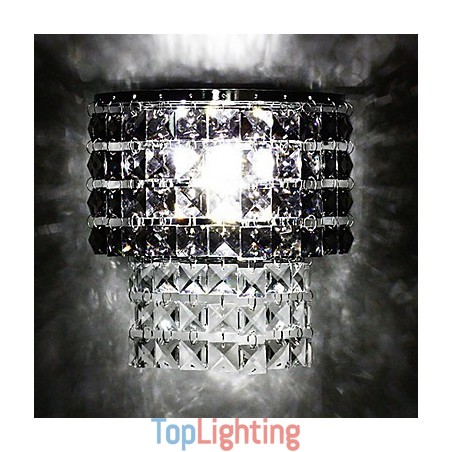 Modern Wall Light with Fabric Shade Metal Plate Crystal Decor Style Modern Wall Light with Fabric Shade Metal Plate Crystal Decor Style
