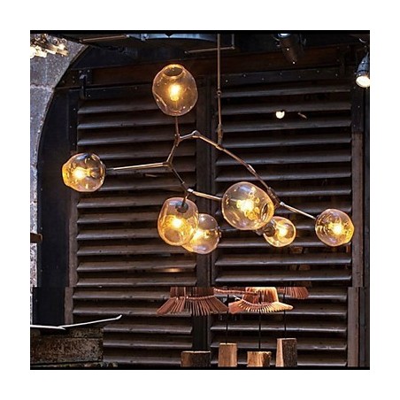 Art Glass Ball Hanging Branches Hanging 7 Light Chandelier with Glass Shade Art Glass Ball Hanging Branches Hanging 7 Light Chandelier with Glass Shade